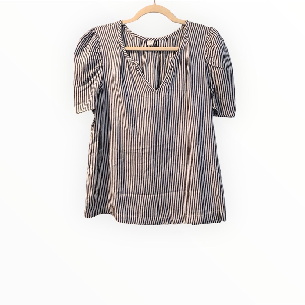 Old Navy striped blouse keyhole neckline